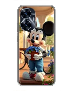 Чехол для Realme C55 с картинкой «Микки садовод»