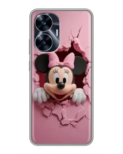 Чехол для Realme C55 с картинкой «Минни сквозь стену»