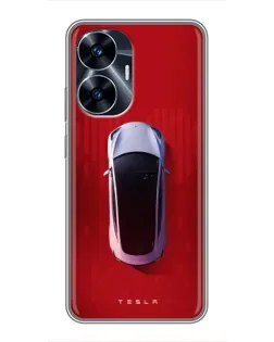 Чехол для Realme C55 с картинкой «Tesla Top View»