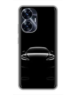 Чехол для Realme C55 с картинкой «Силуэт Tesla Night»