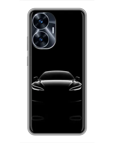 Чехол для Realme C55 с картинкой «Силуэт Tesla Night»