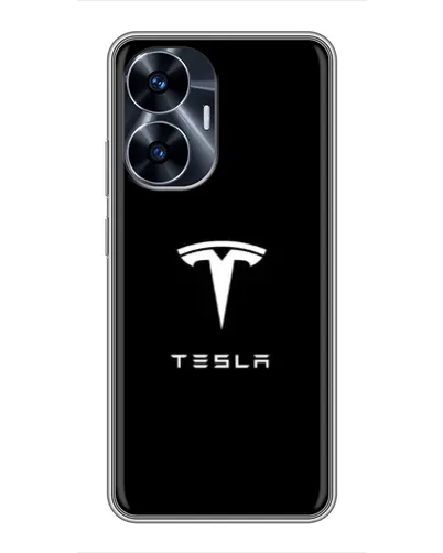 Чехол для Realme C55 с картинкой «Tesla White Logo»