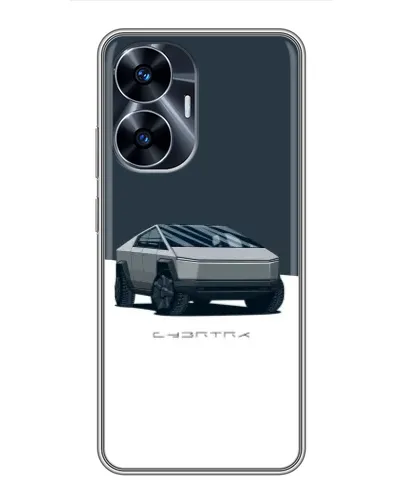 Чехол для Realme C55 с картинкой «Серебристый Cybertruck Tesla»