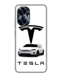 Чехол для Realme C55 с картинкой «Tesla White Style»