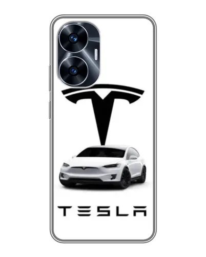 Чехол для Realme C55 с картинкой «Tesla White Style»