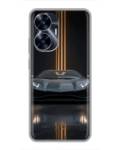 Чехол для Realme C55 с картинкой «Lamborghini золотые линии»