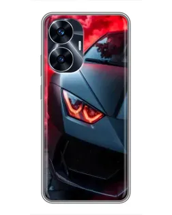 Чехол для Realme C55 с картинкой «Lamborghini красное сияние»