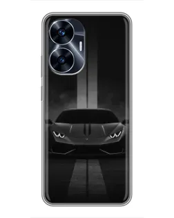 Чехол для Realme C55 с картинкой «Lamborghini симметрия дорог»