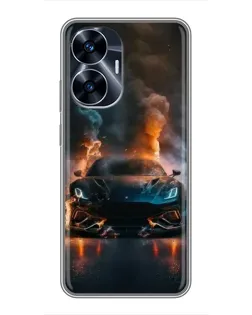 Чехол для Realme C55 с картинкой «Lamborghini дымная эстетика»