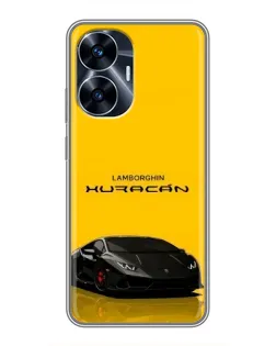 Чехол для Realme C55 с картинкой «Lamborghini Huracan черный»