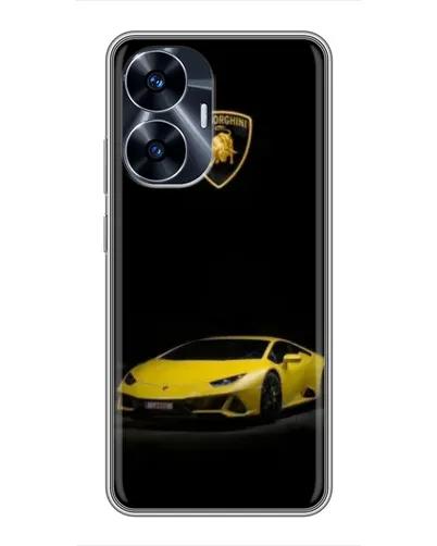 Чехол для Realme C55 с картинкой «Lamborghini желтый акцент»