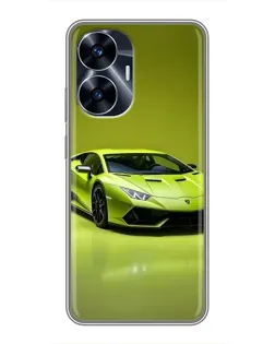 Чехол для Realme C55 с картинкой «Салатовый Lamborghini Huracan»