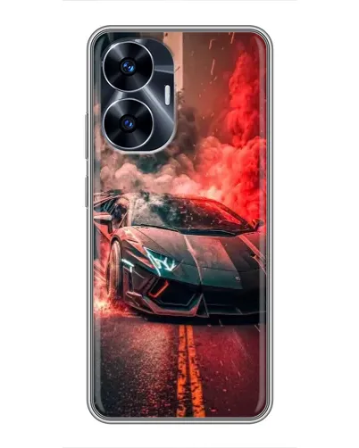 Чехол для Realme C55 с картинкой «Lamborghini красный дым»