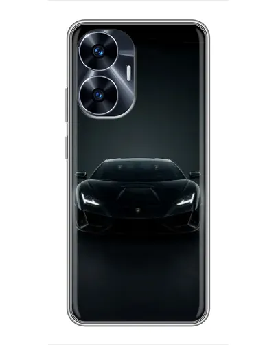 Чехол для Realme C55 с картинкой «Черный Lamborghini Aventador»