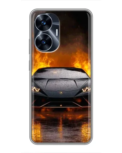 Чехол для Realme C55 с картинкой «Lamborghini в огне»