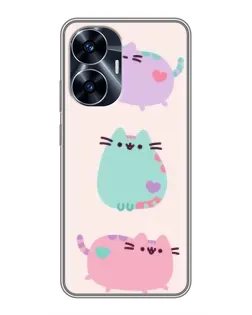 Чехол для Realme C55 с картинкой «Pusheen трио»