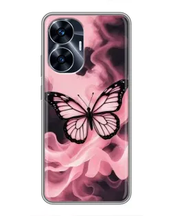 Чехол для Realme C55 с картинкой «Бабочка в дыму»