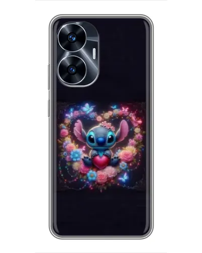 Чехол для Realme C55 с картинкой «Stitch в цветах» Чехол для Realme C55 с картинкой «Stitch в цветах»