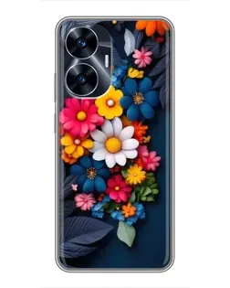 Чехол для Realme C55 с картинкой «Цветочная феерия»