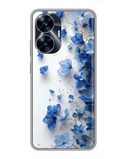 Чехол для Realme C55 с картинкой «Голубой цветочный каскад»