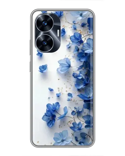 Чехол для Realme C55 с картинкой «Голубой цветочный каскад»