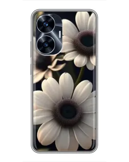 Чехол для Realme C55 с картинкой «Белые маргаритки макро»