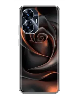 Чехол для Realme C55 с картинкой «Шелковая черная роза»