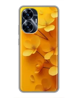 Чехол для Realme C55 с картинкой «Золотые лепестки»