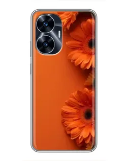 Чехол для Realme C55 с картинкой «Оранжевые герберы»