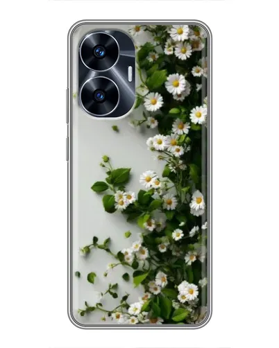 Чехол для Realme C55 с картинкой «Ветка мелких белых цветов»