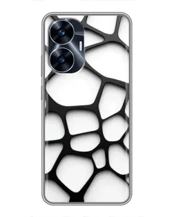 Чехол для Realme C55 с картинкой «Белая объемная сетка»