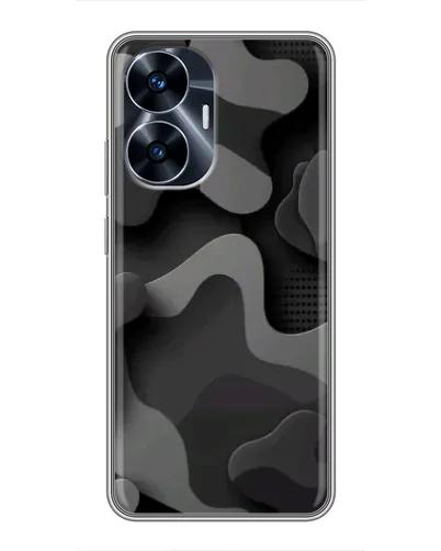 Чехол для Realme C55 с картинкой «Темный абстрактный камуфляж»