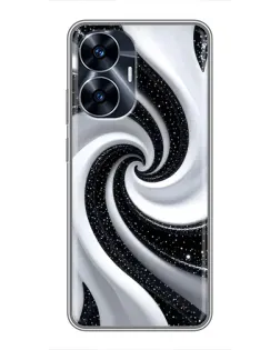Чехол для Realme C55 с картинкой «Черно-белая спираль»
