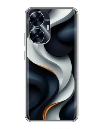 Чехол для Realme C55 с картинкой «Объемные черно-белые ленты»