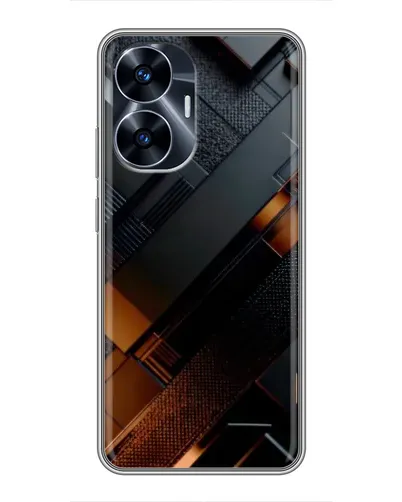 Чехол для Realme C55 с картинкой «Черные геометрические блоки»