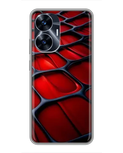 Чехол для Realme C55 с картинкой «Красная глянцевая сетка»