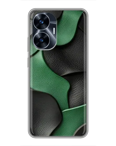 Чехол для Realme C55 с картинкой «Зеленые кожаные волны»