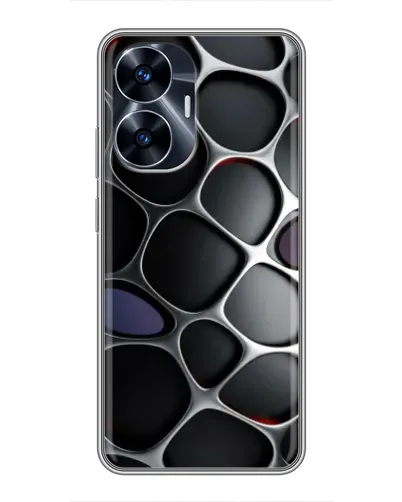 Чехол для Realme C55 с картинкой «Объемная темная решетка»