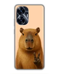 Чехол для Realme C55 с картинкой «Капибара виктория»