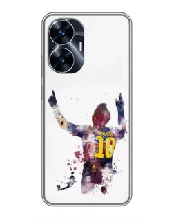 Чехол для Realme C55 с картинкой «Акварельный Месси Барселона»