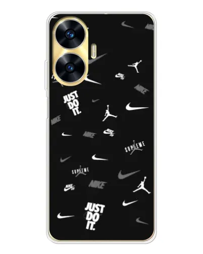 Чехол для Realme C56 с картинкой «Nike Black Pattern» Чехол для Realme C56 с картинкой «Nike Black Pattern»