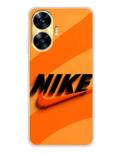 Чехол для Realme C56 с картинкой «Оранжевый драйв Nike»