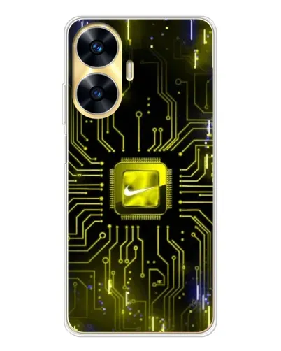 Чехол для Realme C56 с картинкой «Nike — золотая искра»
