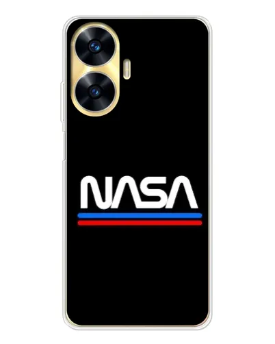 Чехол для Realme C56 с картинкой «NASA — классика Red Blue» Чехол для Realme C56 с картинкой «NASA — классика Red Blue»