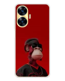 Чехол для Realme C56 с картинкой «Bored Ape в красном»