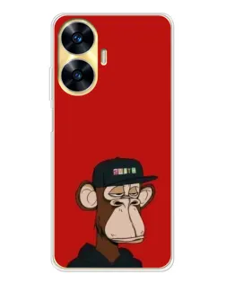 Чехол для Realme C56 с картинкой «Bored Ape — красный фон»