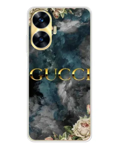 Чехол для Realme C56 с картинкой «Абстрактные цветы Gucci» Чехол для Realme C56 с картинкой «Абстрактные цветы Gucci»