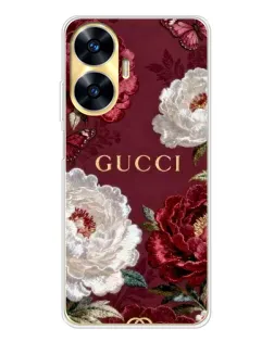 Чохол для Realme C56 з картинкою «Gucci — бордові троянди»