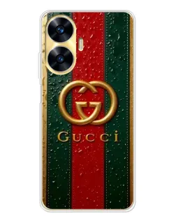 Чохол для Realme C56 з картинкою «Gucci — фірмова смуга та золото»