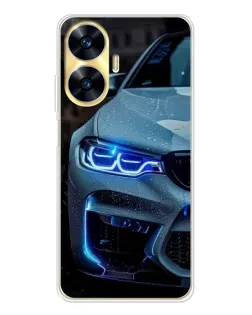 Чехол для Realme C56 с картинкой «Взгляд BMW с синими фарами» Чехол для Realme C56 с картинкой «Взгляд BMW с синими фарами»